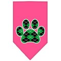 Unconditional Love Argyle Paw Green Screen Print Bandana Bright Pink Small UN757662